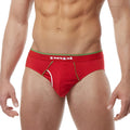 Papi heritage clasico hip brief underwear in red with green and white trim pack of three size medium