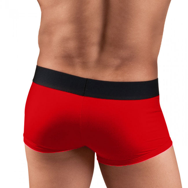 [2 Pack] Papi Cool Solid Brazilian Trunk Microfiber Boxer Brief Underwear Black+Red 626161 Size M