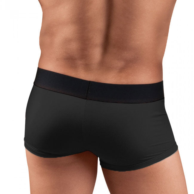 [2 Pack] Papi Cool Solid Brazilian Trunk Microfiber Boxer Brief Underwear Black+Red 626161 Size M