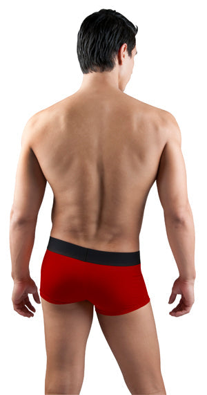 [2 Pack] Papi Cool Solid Brazilian Trunk Microfiber Boxer Brief Underwear Black+Red 626161 Size M