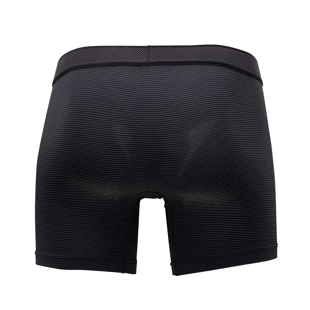 Black textured boxer briefs with ribbed waistband from papi cool2 2pk solid collection in black and gray color
