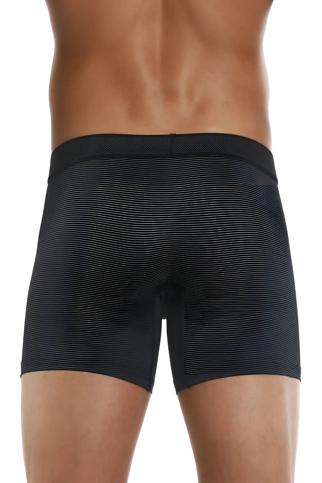 Black textured boxer briefs with a snug fit and elastic waistband from papi cool2 2pk solid collection in black and gray