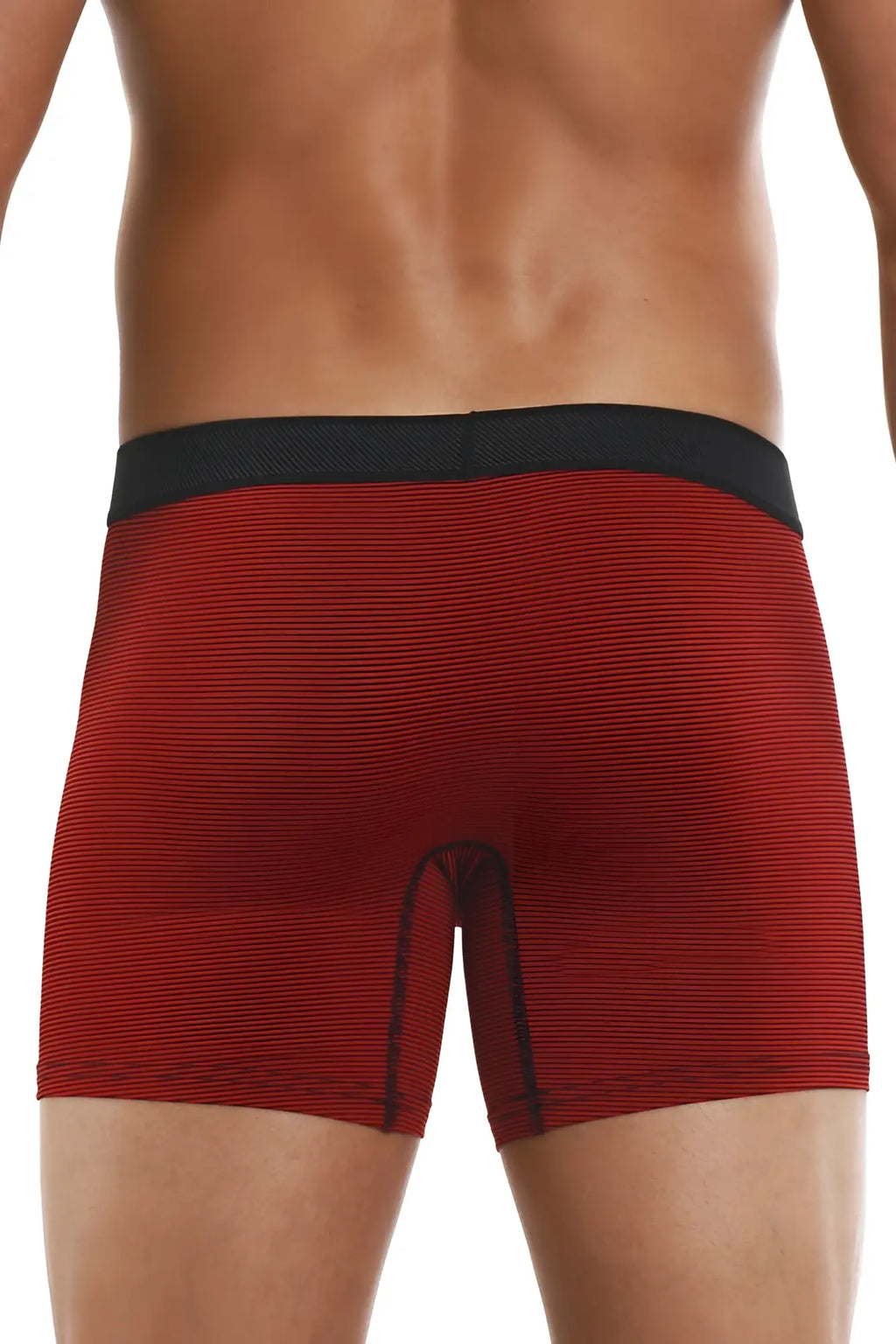 Papi 626185-982 cool2 red striped boxer briefs with black elastic waistband and trim in black and red color