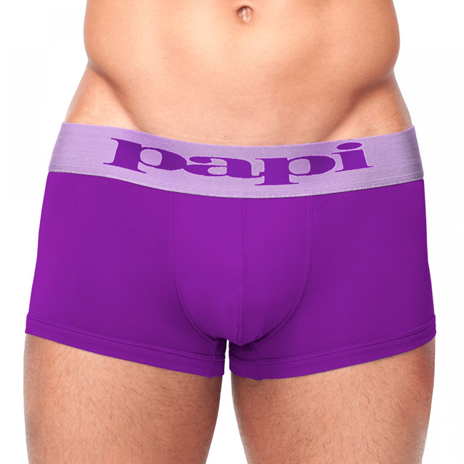 Papi [2 pack] Modern Stretch Cool Solid Hanging Brazilian Trunks Boxer Brief Underwear Purple 626189 Size M