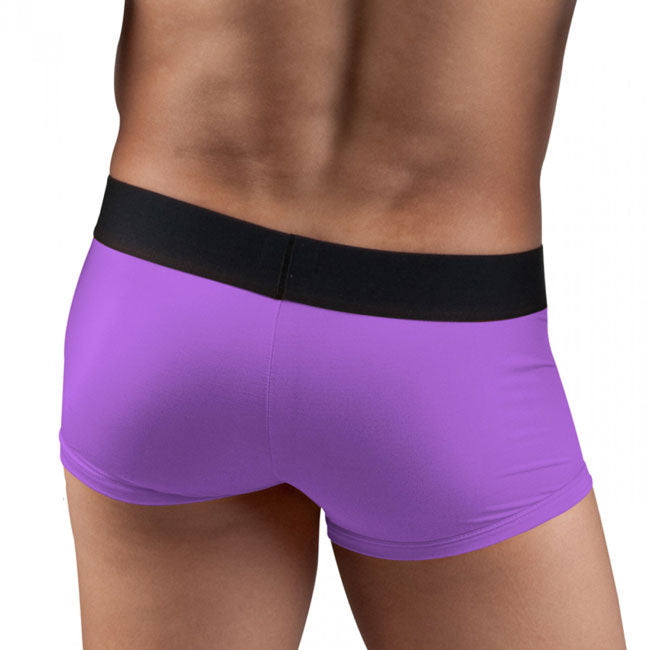 [2 Pack] Papi Loop/Solid Brazilian Trunk Microfiber Boxer Brief Underwear Black+Purple 626199 Size S