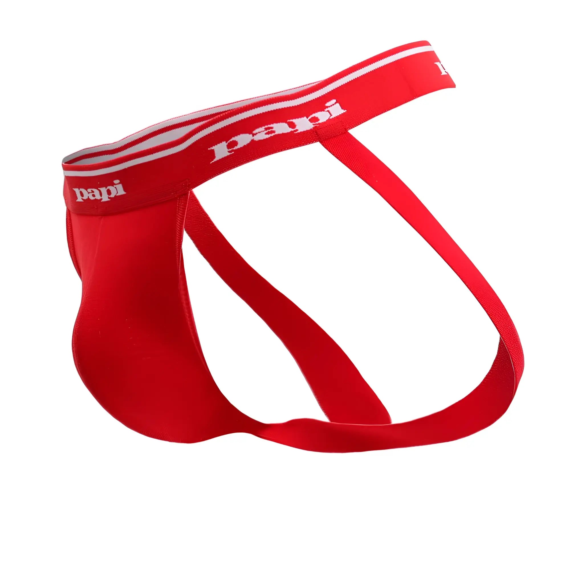 Papi 705910-999 black red turquoise ribbed jockstrap with white trim and logo for athletic support