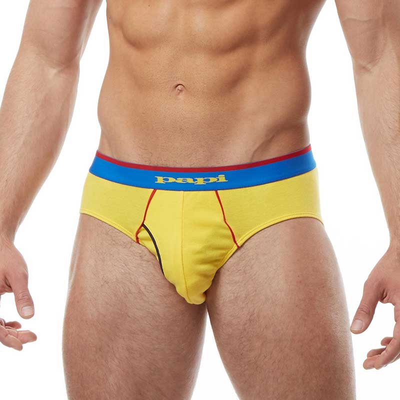 Papi [3er Pack] Heritage Clasico Hip Brief Unterwäsche Weiß &amp; Gelb &amp; Marine 980411-903 Größe M