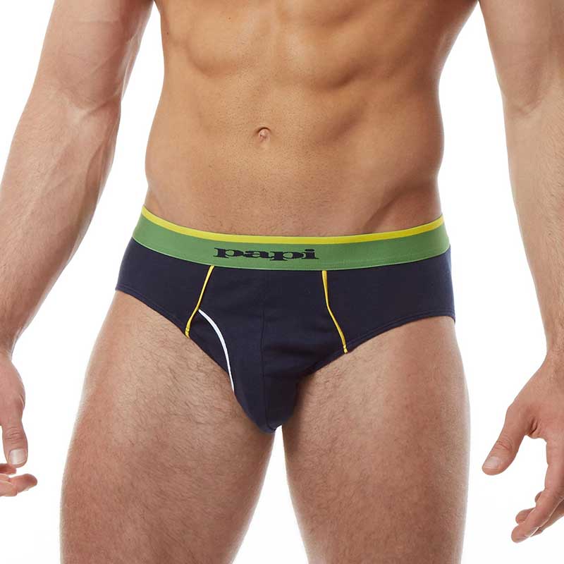 Ropa interior Papi [paquete de 3] Heritage Clasico Hip Brief en blanco, jaspeado y azul marino 980411-906 Talla M