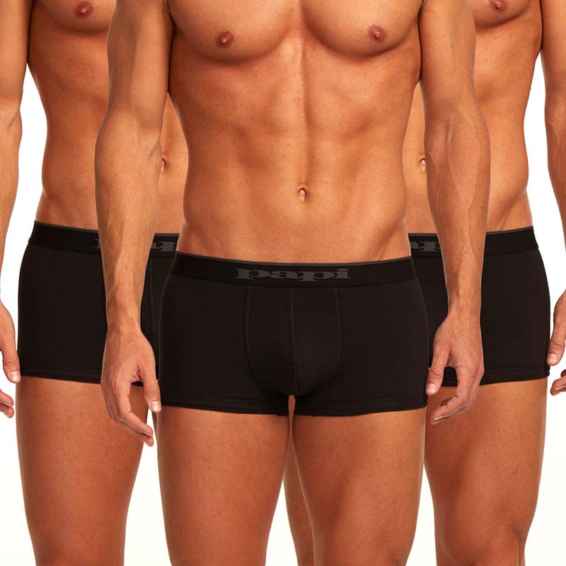 Papi [3er Pack] Cotton Stretch Brazilian Trunk Unterhosen Schwarz 980501 Größe XL