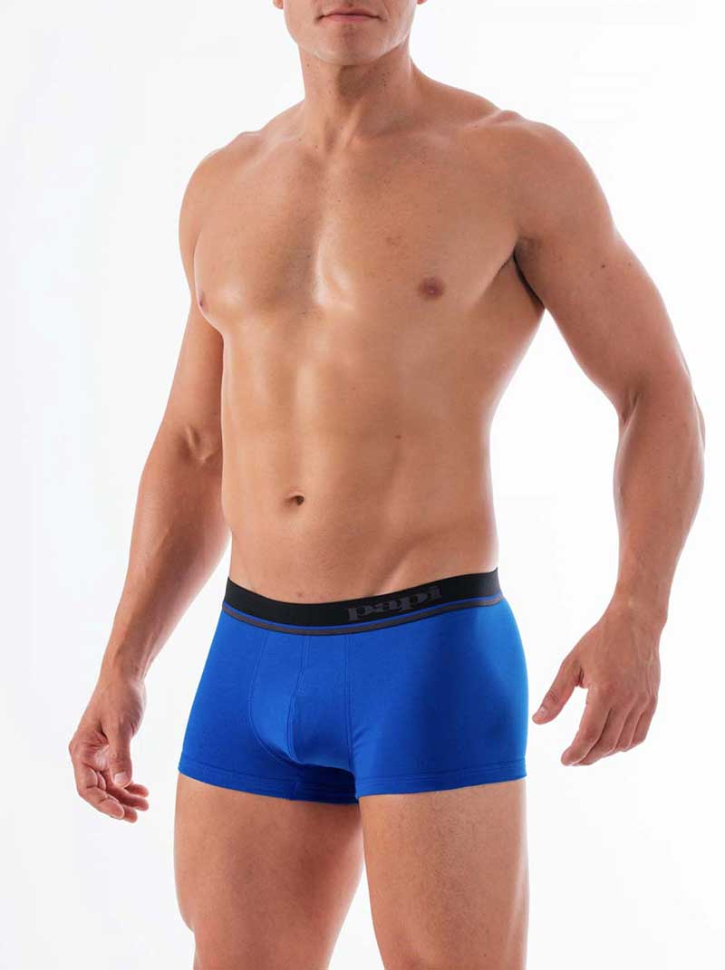 Papi [paquete de 3] Calzoncillos tipo bóxer brasileños de algodón elástico en azul Mischief y gris jaspeado y negro 980527-968 Talla S