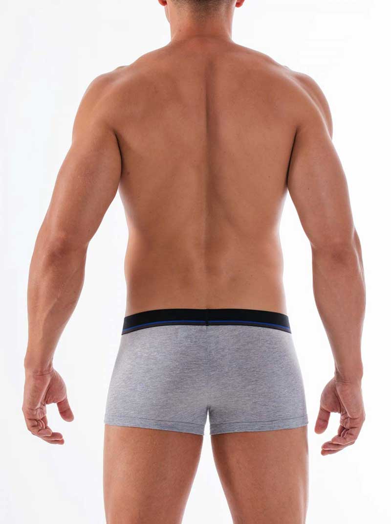 Papi [paquete de 3] Calzoncillos tipo bóxer brasileños de algodón elástico en azul Mischief y gris jaspeado y negro 980527-968 Talla S