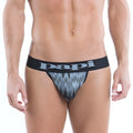 Papi ignite me black patterned thong underwear with bold logo waistband size s in black and gray