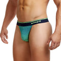 Papi ocean breeze thong underwear in gecko green with green and black patterned textured weave design size m