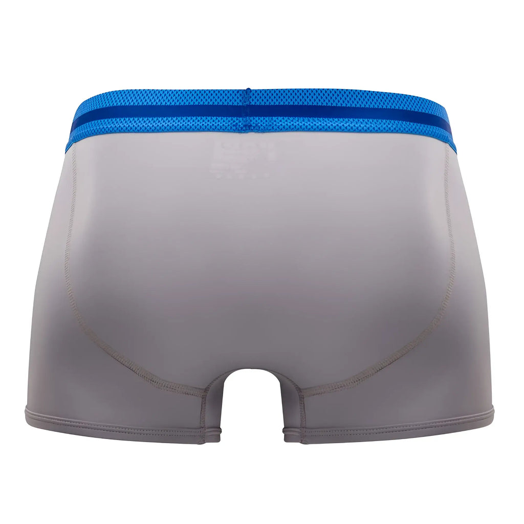 Gray Papi UMPA080 microflex Brazilian trunks with blue mesh waistband in alloy-black color 2 pack