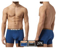 Blue papi microflex brazilian boxer briefs with brown waistband featuring white papi logo in a 2pk set