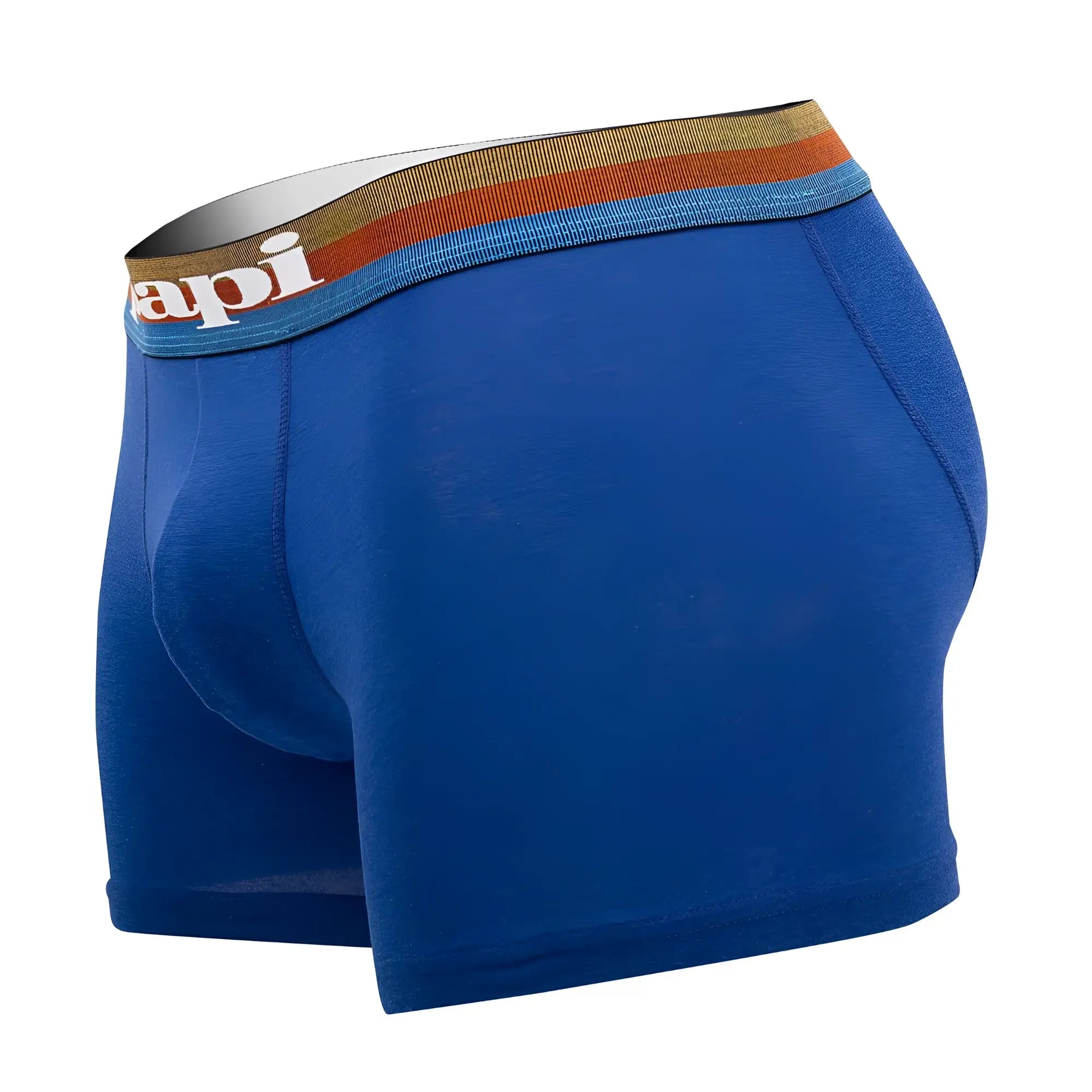 Blue papi umpa088 microflex brazilian boxer briefs with striped waistband and white logo in blue and black colors