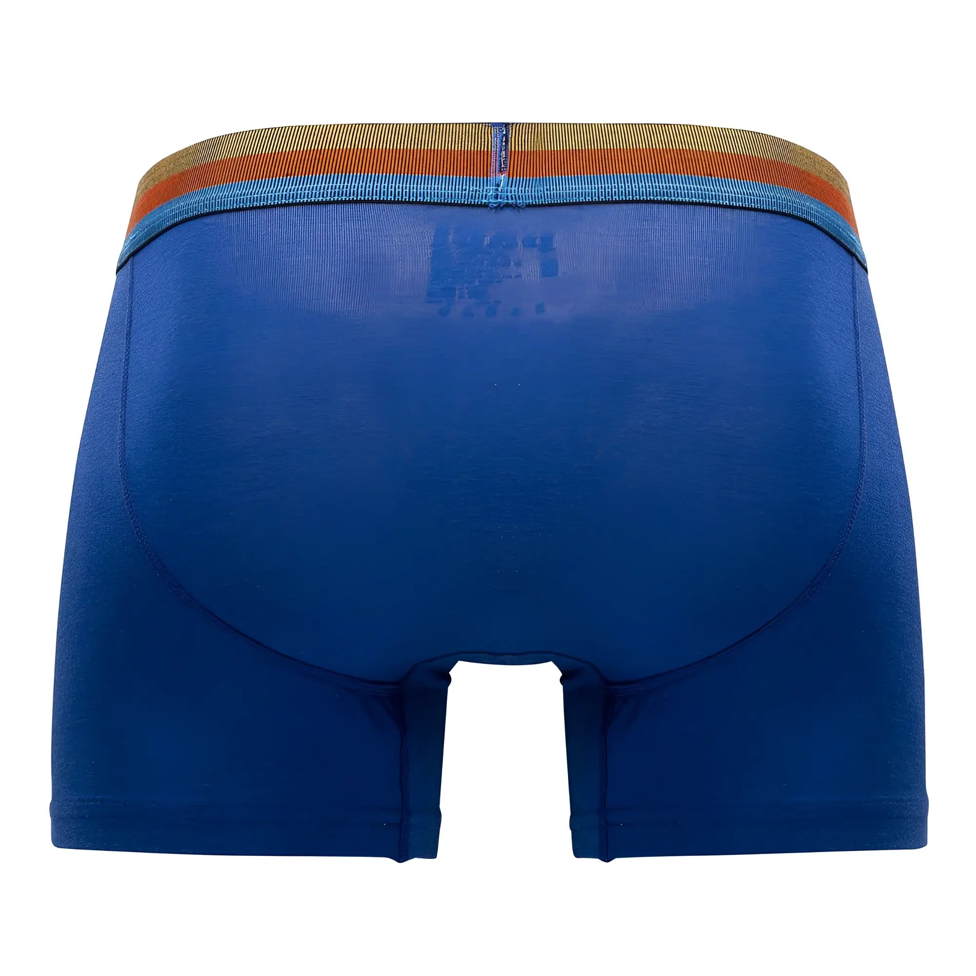 Blue boxer briefs with a striped orange yellow and blue waistband from papi umpa088 2pk microflex brazilian boxer briefs