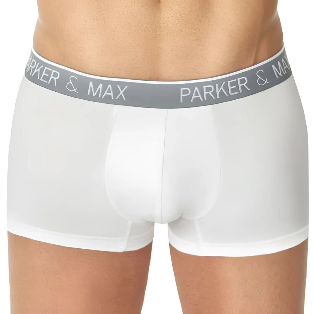 White parker & max boxer briefs with gray waistband and white brand name lettering in parker & max pmfpcs tdvn1 t shirt product