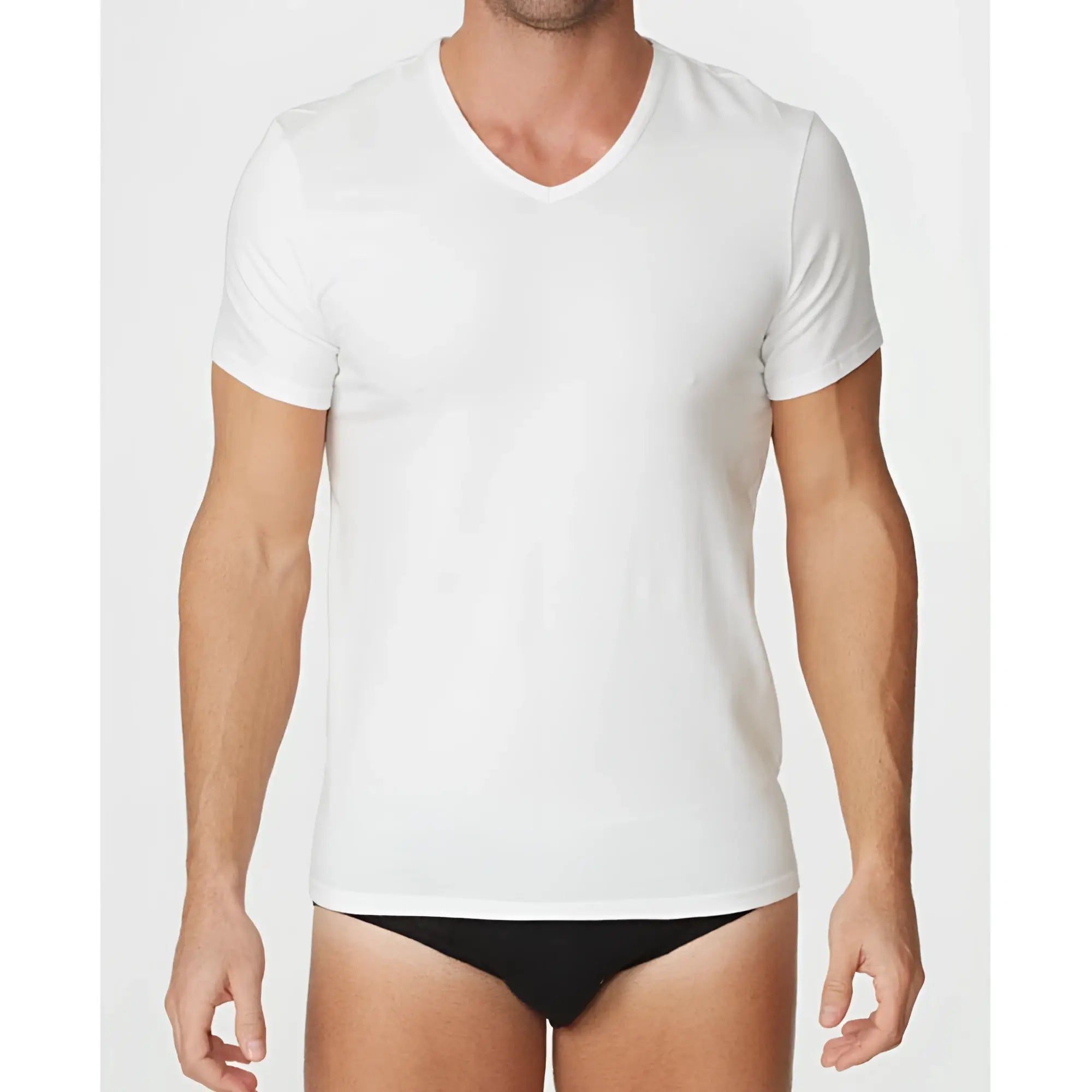 White v-neck cotton t-shirt by parker and max featuring a soft breathable fabric perfect for casual wear