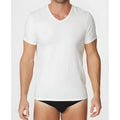 White v-neck cotton t-shirt by parker & max featuring soft breathable fabric for casual wear