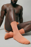 Peach cream crew sock cotton orange crew socks with ribbed cuffs suitable for casual wear
