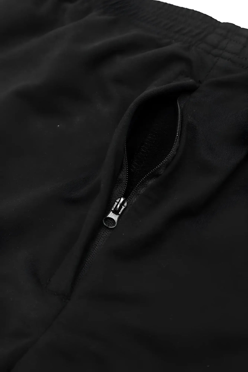 Black peek-a-boo varsity 2 inch short shorts with zipper side seam in midnight color for athletic use