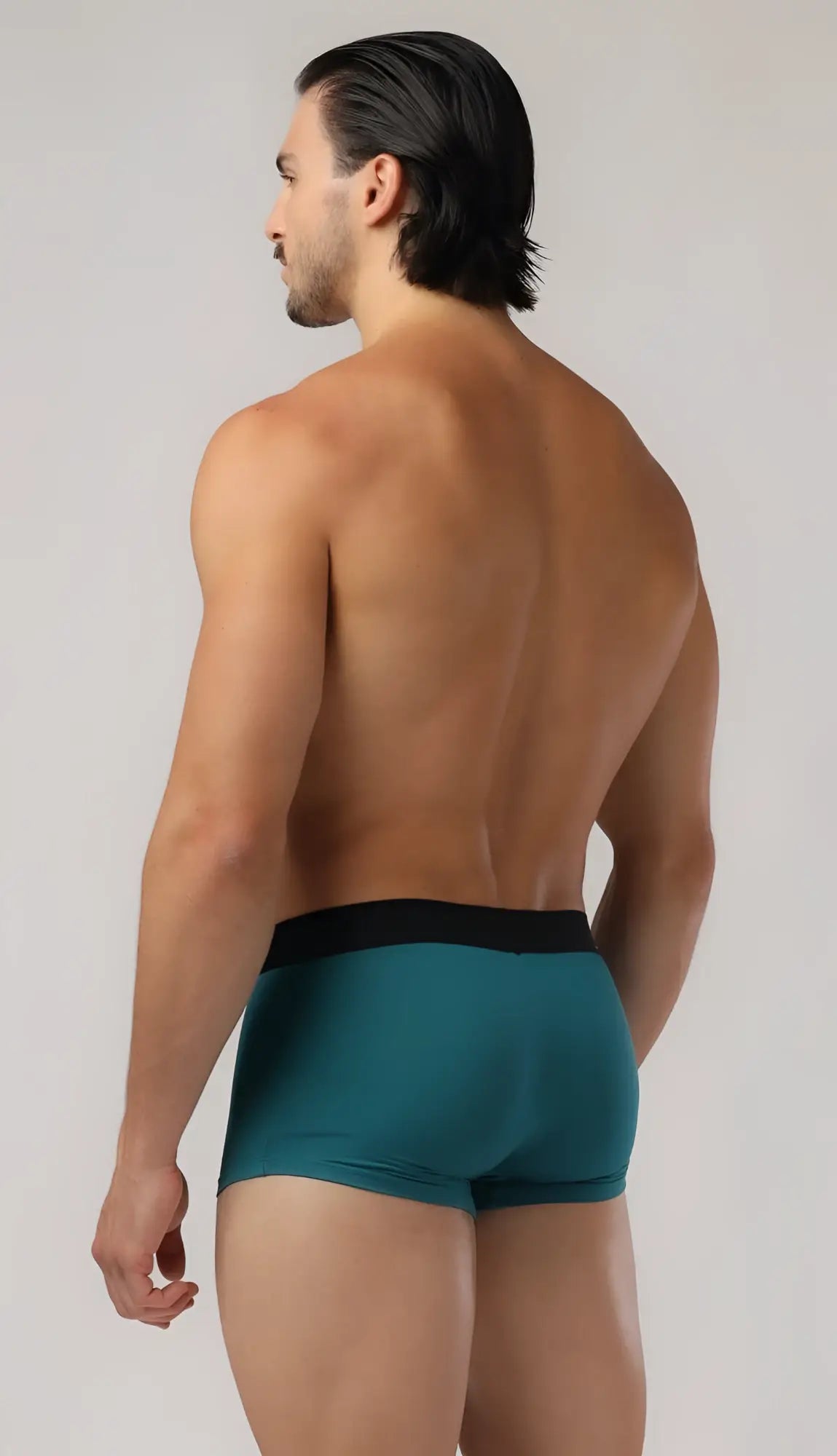 Teal perfect boyshorts boxer briefs with black elastic waistband designed for comfortable everyday wear