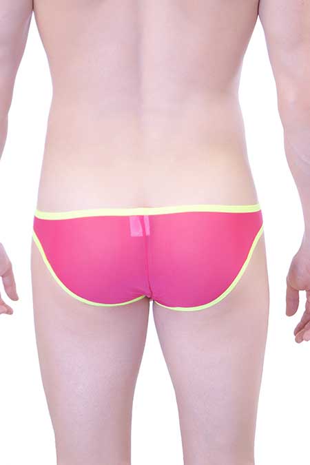 Bikini transparente Petit-Q Big Bulge en color rosa y amarillo PQ161128 Talla L