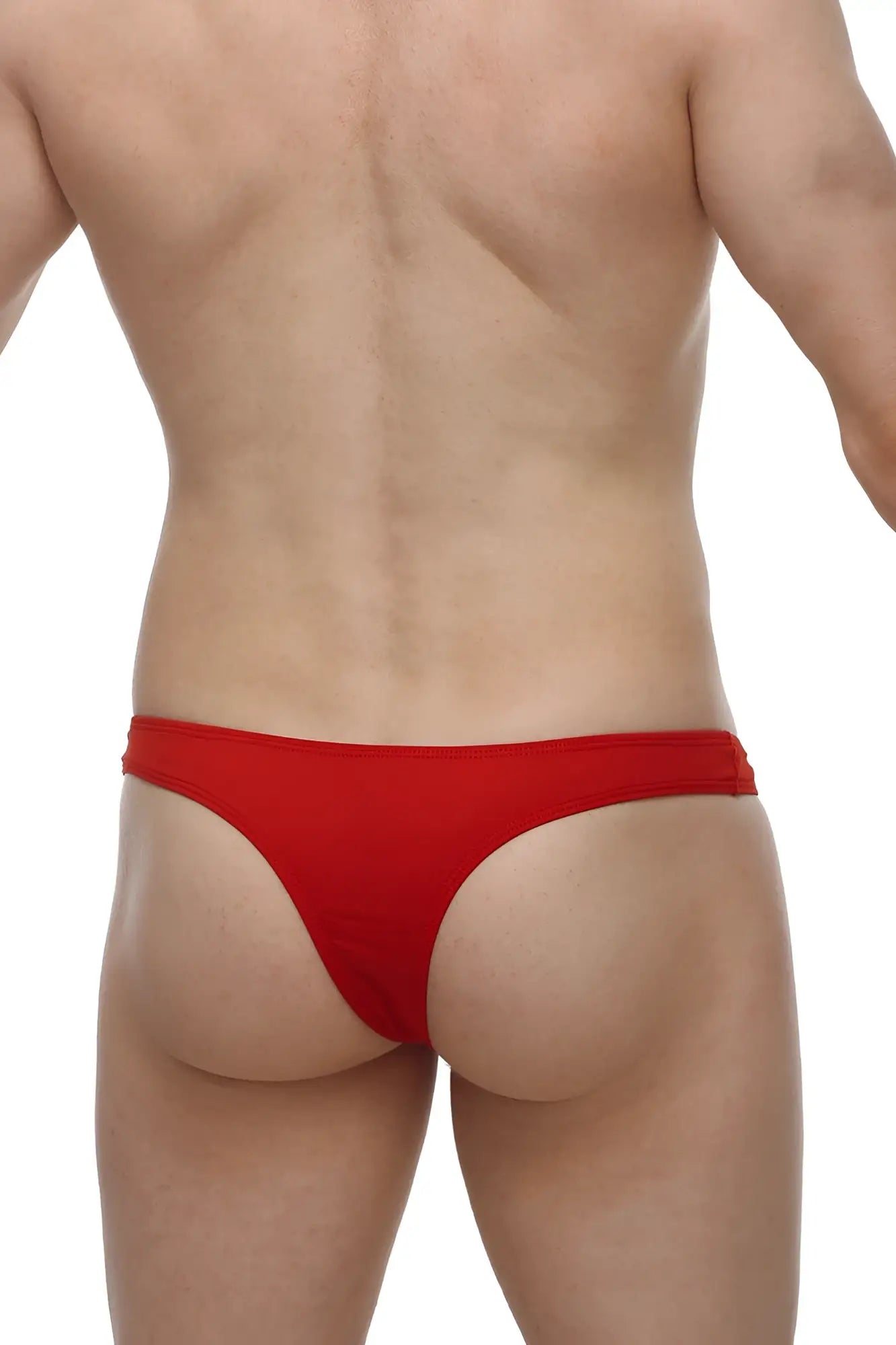 Red thong briefs showing the back in petitq bikini capri red made of soft breathable fabric