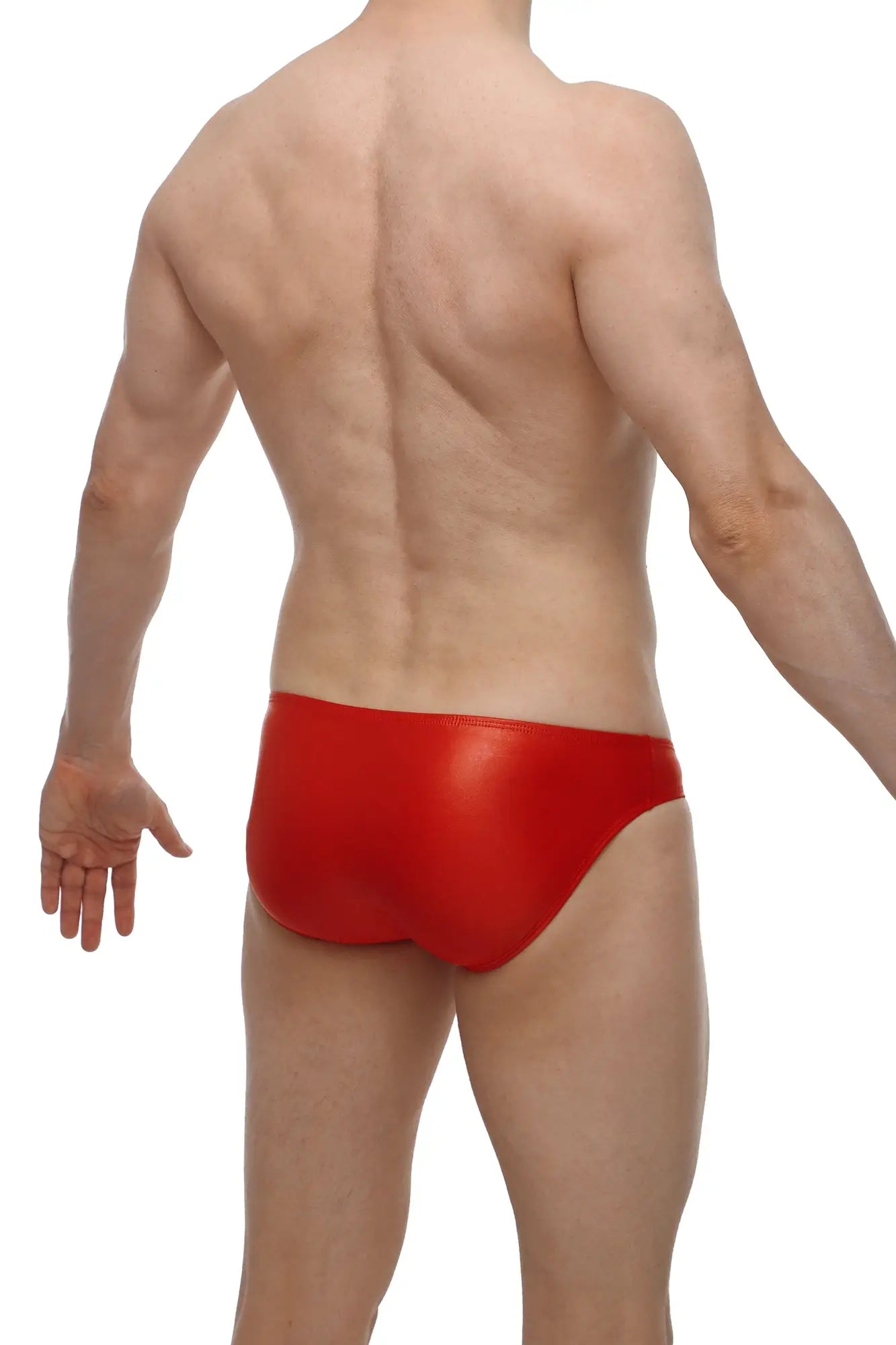Petitq bikini cuxac red glossy red swim trunks with a sleek form-fitting design for stylish swimwear use