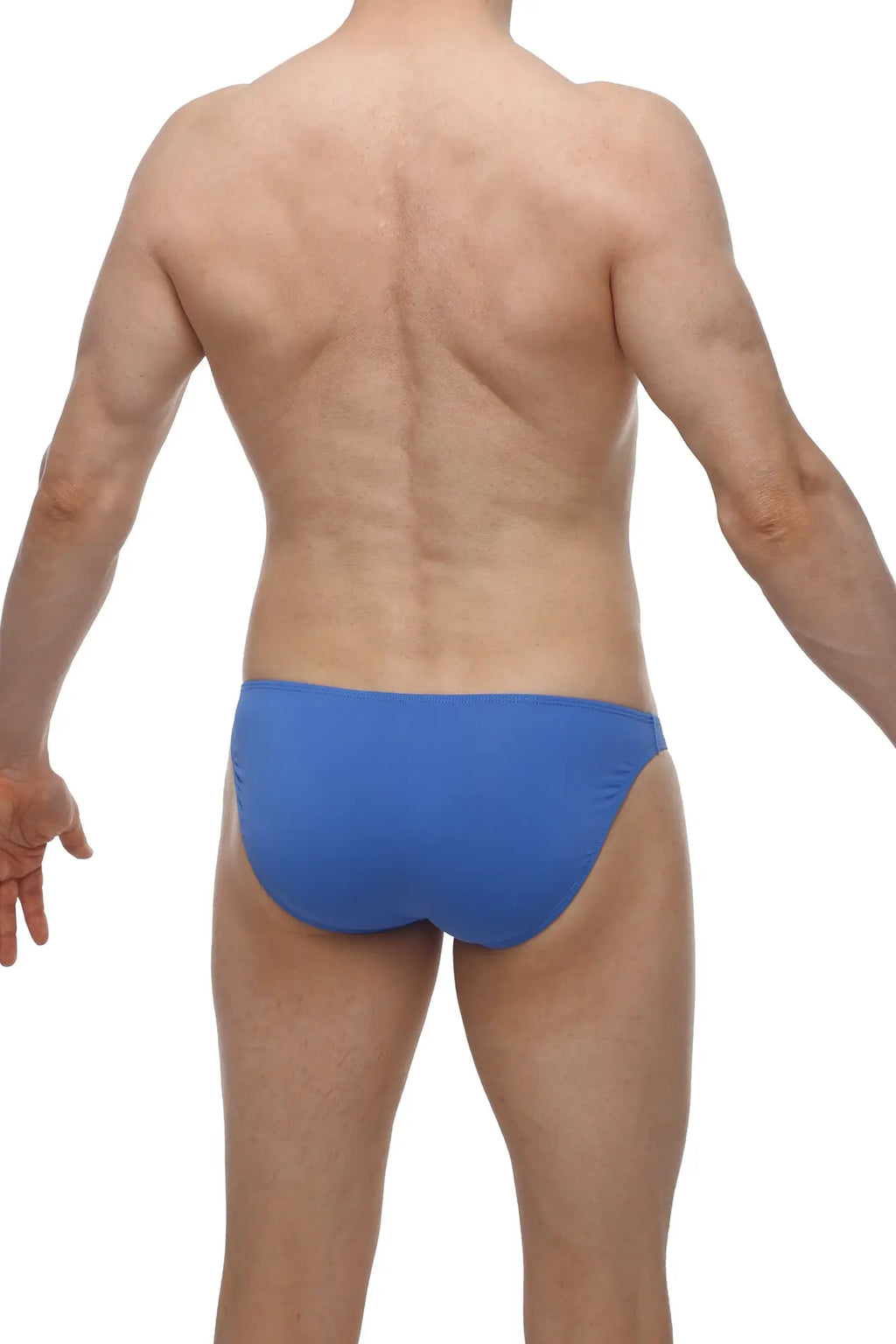 Blue swim trunks in cerulean blue by petitq with dome print for comfortable beachwear