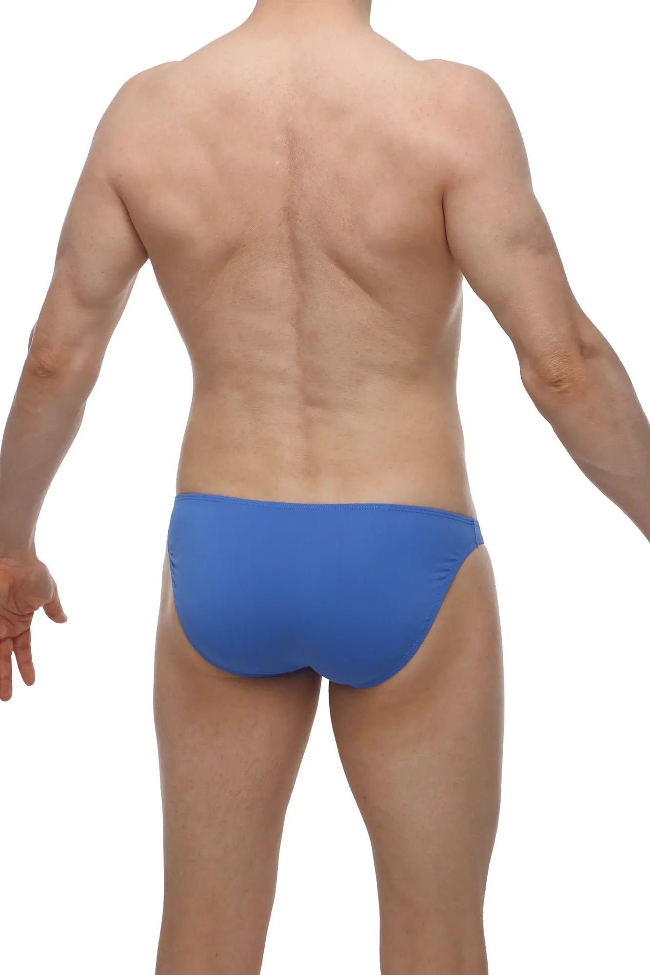 Blue swim trunks in cerulean blue by petitq with dome print for comfortable beachwear