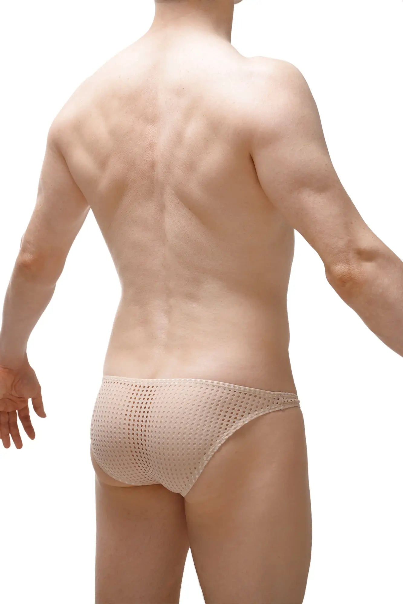 Beige mesh PetitQ bikini briefs with a snug breathable design in nude for comfortable everyday wear