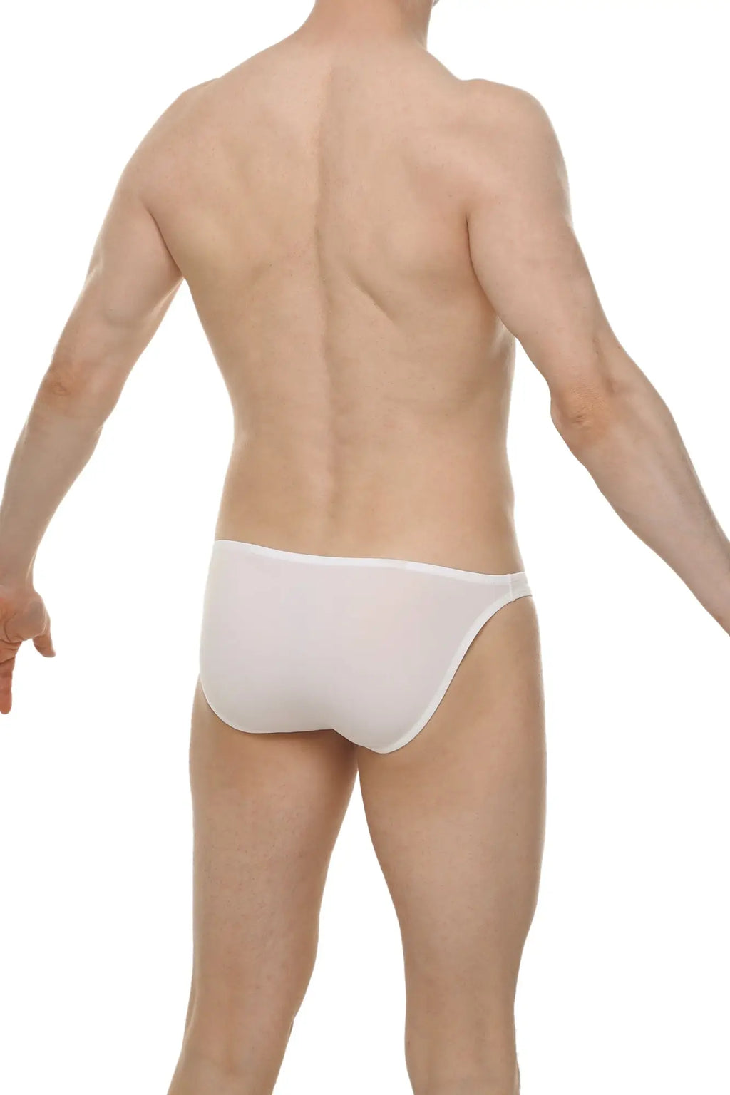 White seamless bikini dome briefs in soft breathable fabric shown from the back for comfortable daily wear