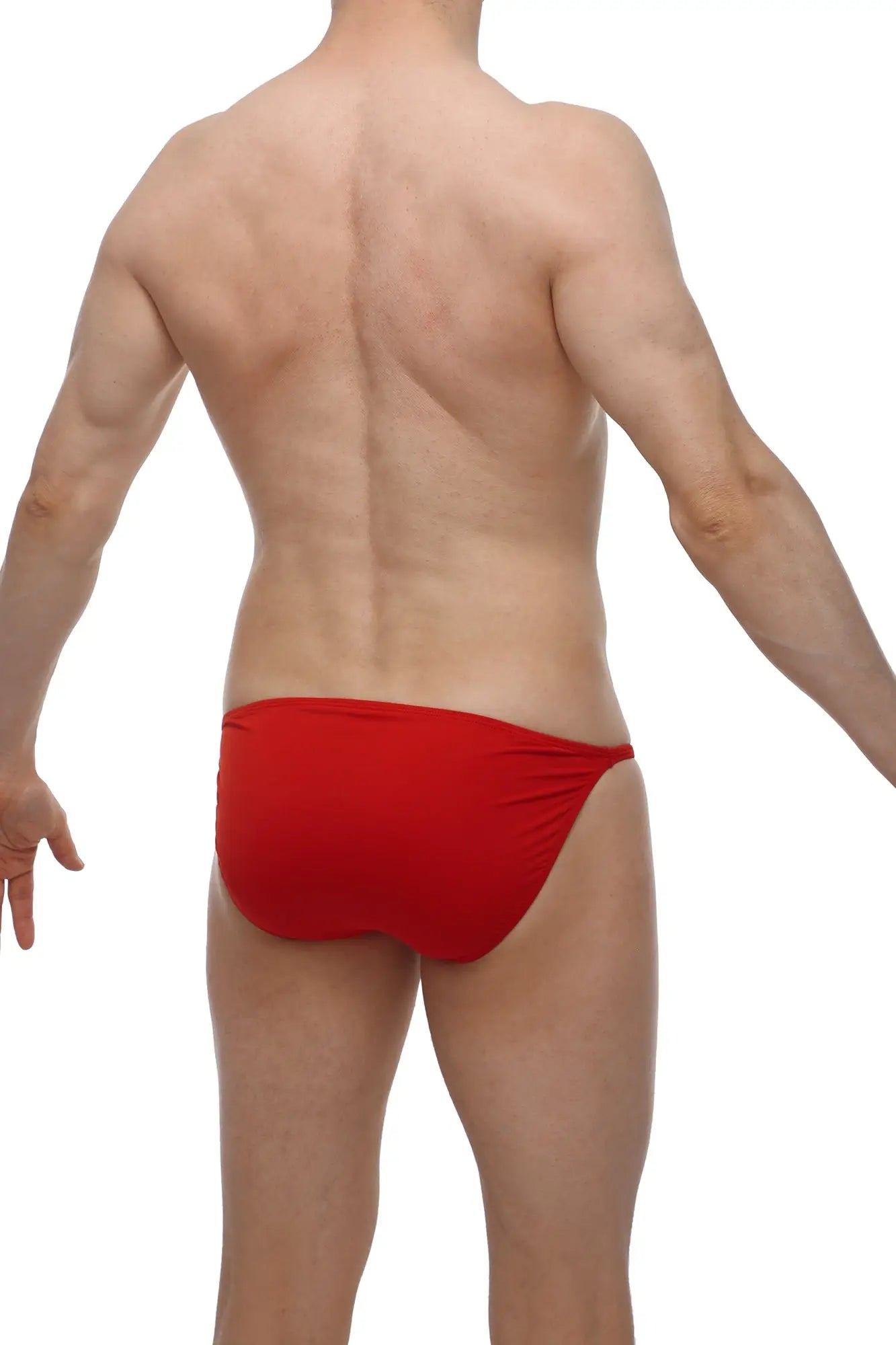 PetitQ bikini lhery red form-fitting swim trunks with smooth fabric finish perfect for swimming and beachwear