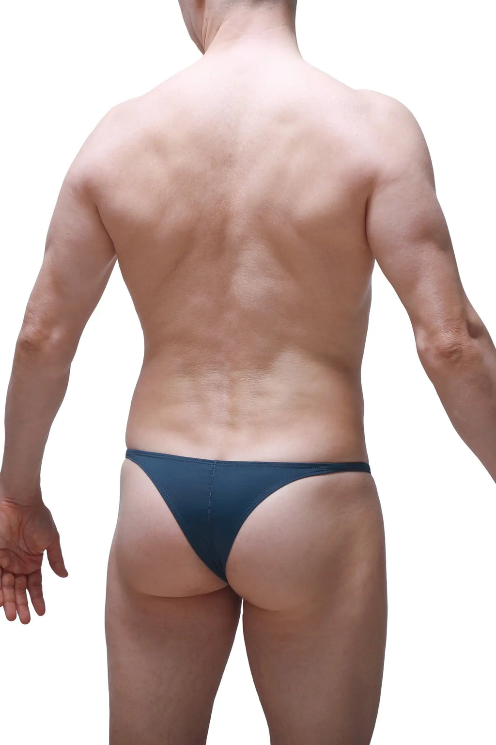 Dark blue thong briefs bikini plellis prussian blue in soft fabric shown from the back side