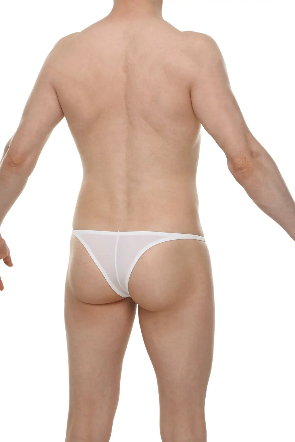 White sheer mesh thong bikini plellis white showcasing delicate breathable fabric in a minimalist design