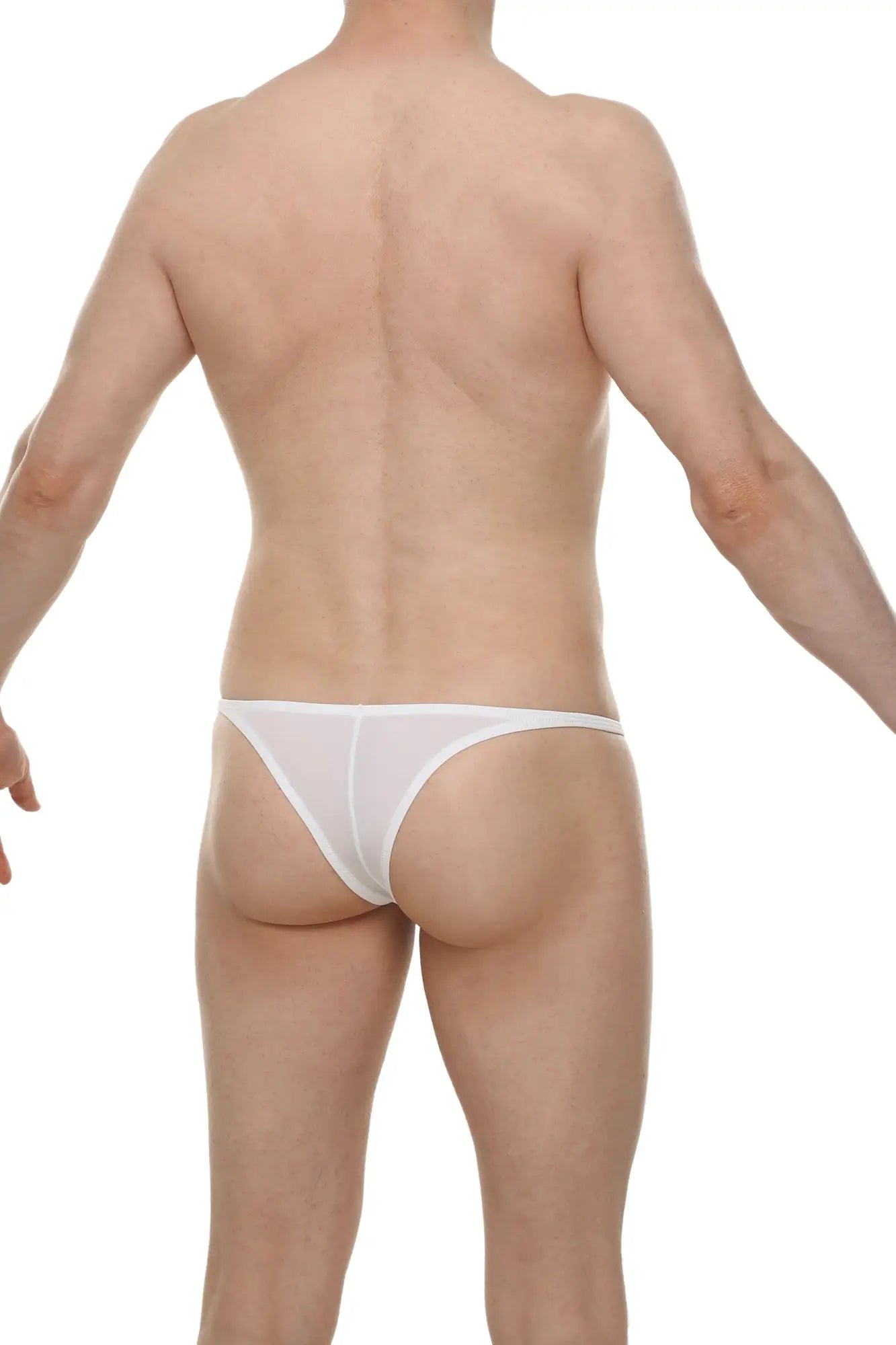 White sheer mesh thong bikini plellis white showcasing delicate breathable fabric in a minimalist design