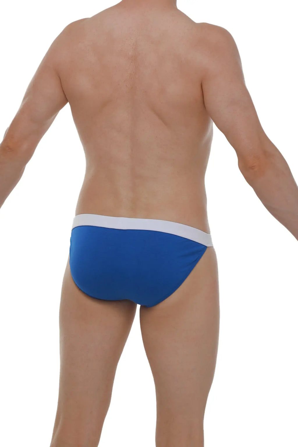Blue swim trunks with white waistband made of modal fabric from petitq bikini sillas modal blue collection