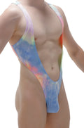 PetitQ bodysuit thong gonzac matala vibrant tie-dye one-piece swimsuit with plunging neckline and high-cut legs