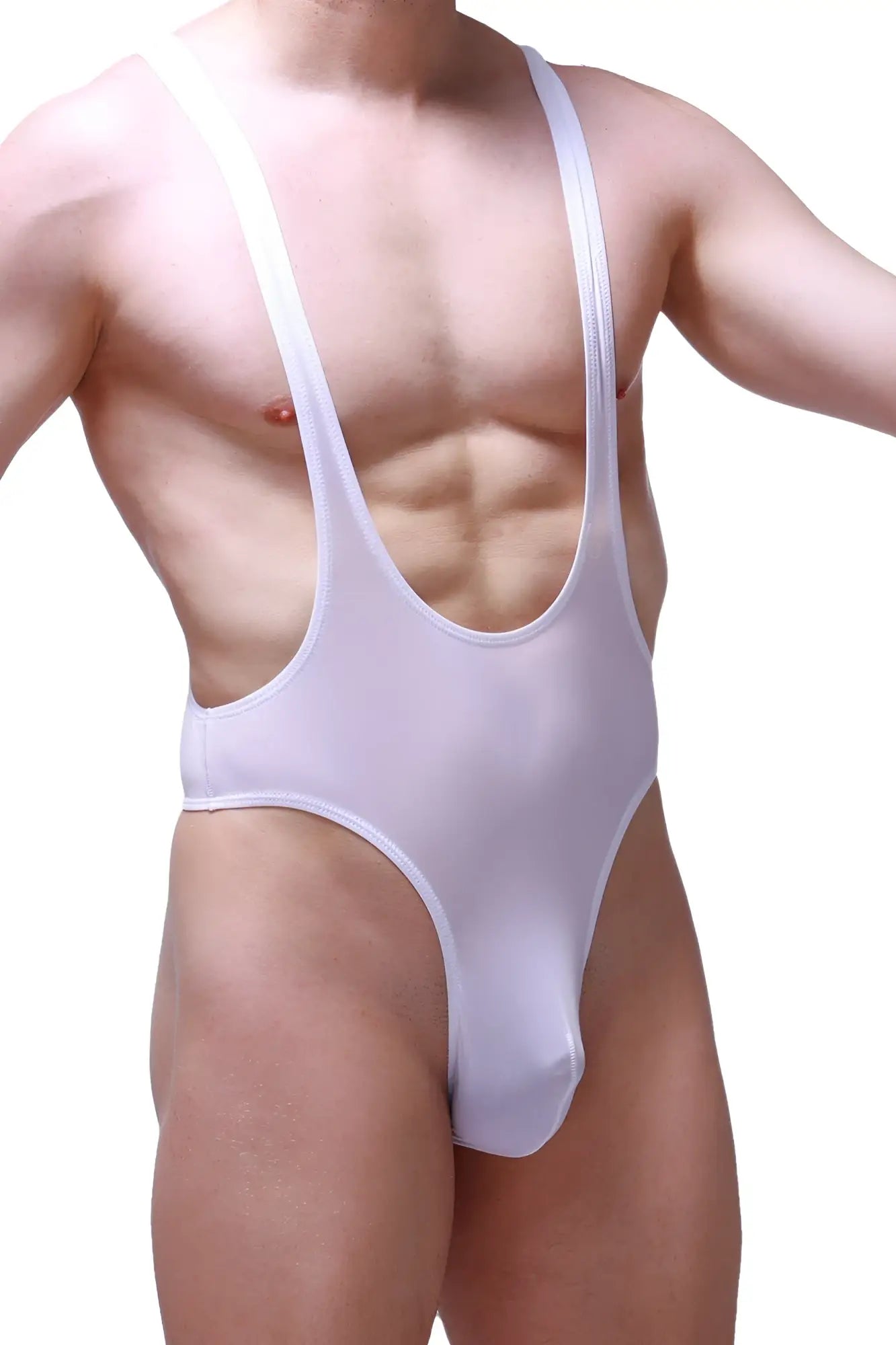 White petitq bodysuit thong gonzac plum white with thin straps and deep scoop neckline in form-fitting one-piece design
