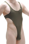 Olive green bodythong carbay plum olive one-piece swimsuit with high-cut leg and thin shoulder straps