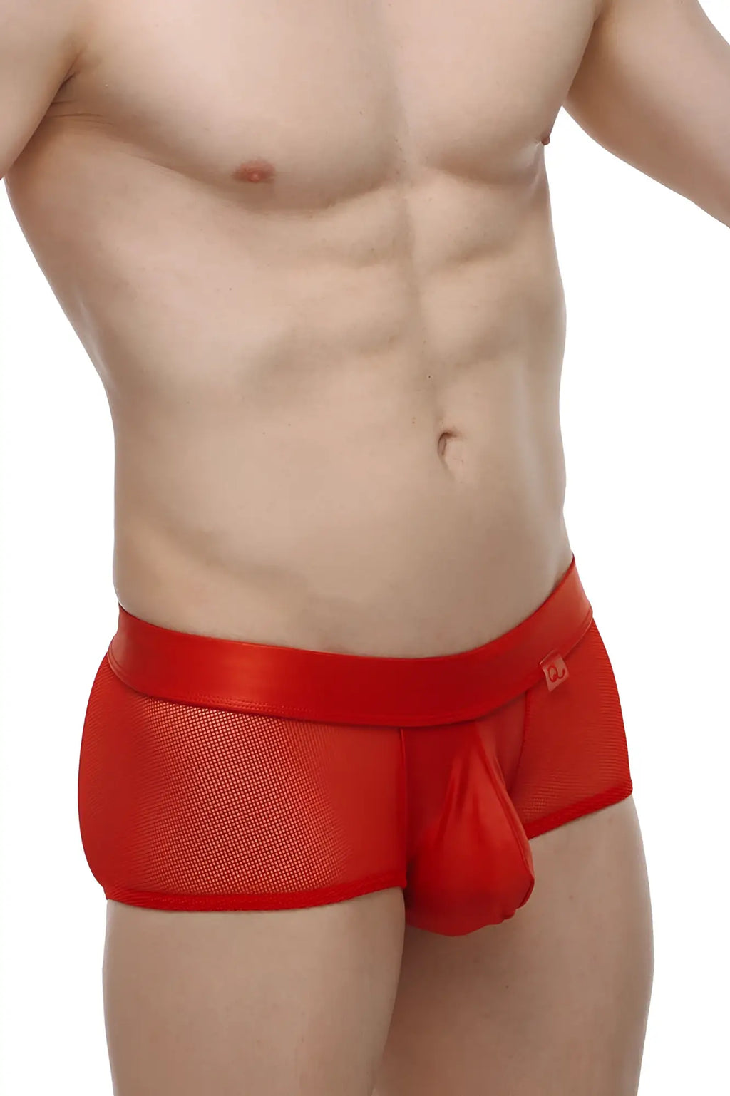 Petitq boxer ablon red red mesh briefs with satin waistband featuring breathable mesh fabric and luxurious satin trim
