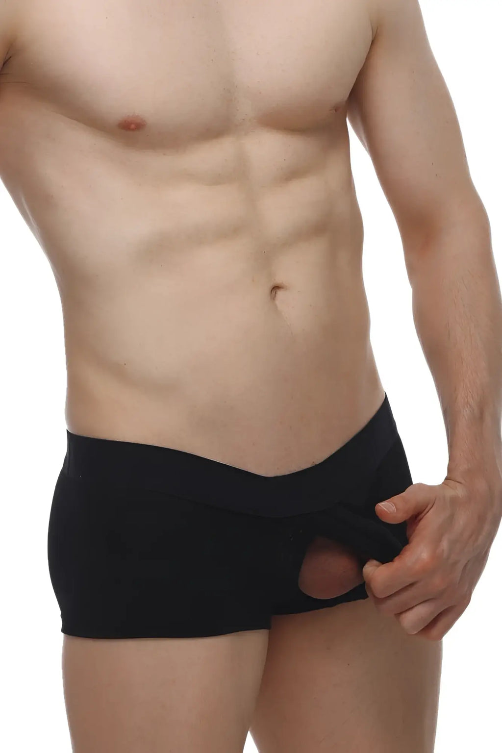 Petitq boxer algun modal black briefs in black with a breathable cutout design made from modal fabric