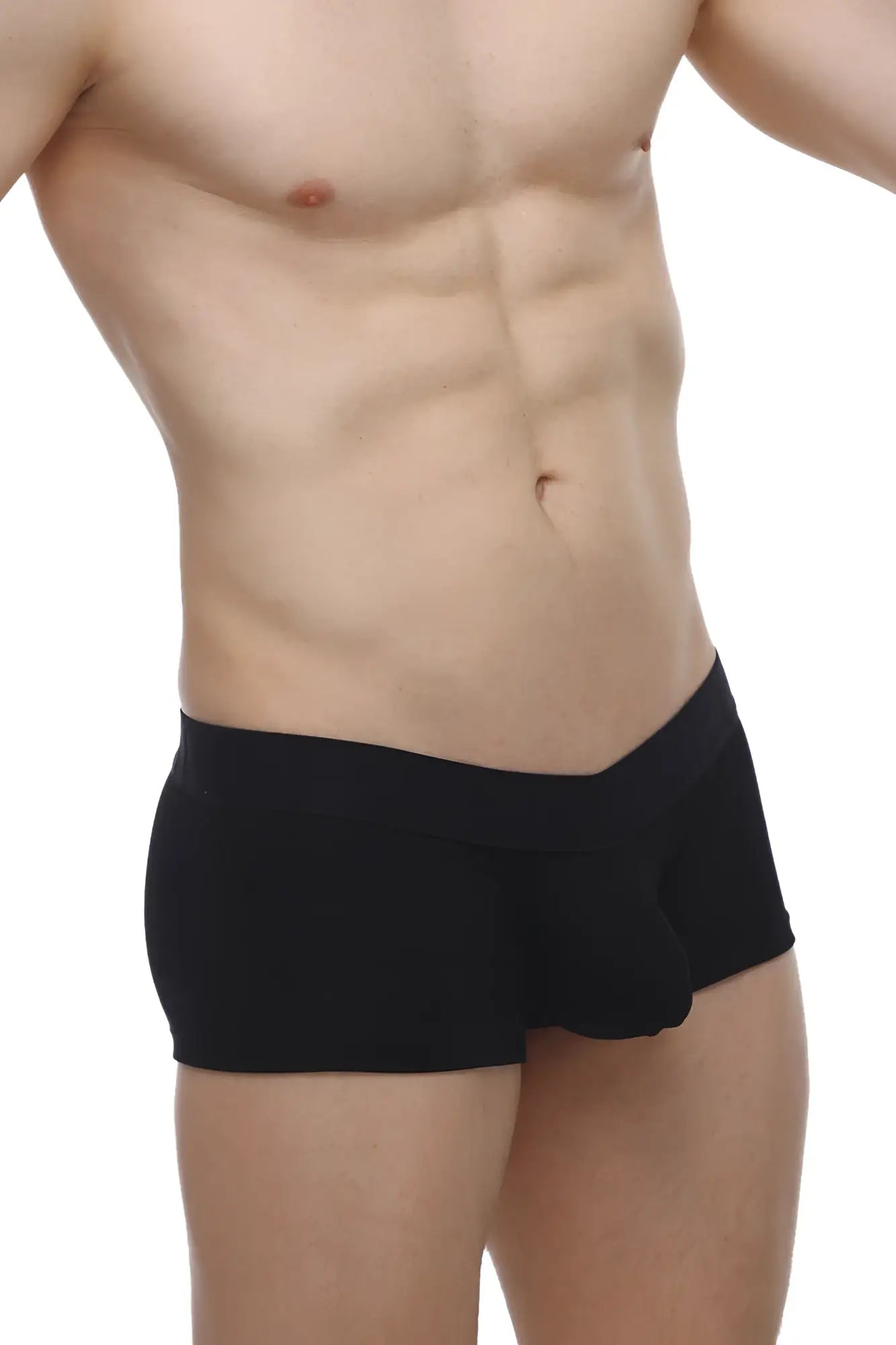 Black boxer algun modal briefs with snug form-fitting design and smooth modal fabric in black color