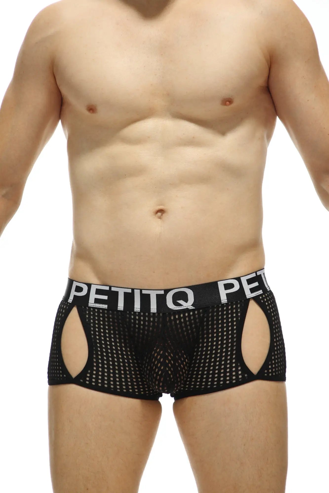 Black mesh petitq boxer anzex durtol boxer briefs with white petitq waistband for breathable comfort