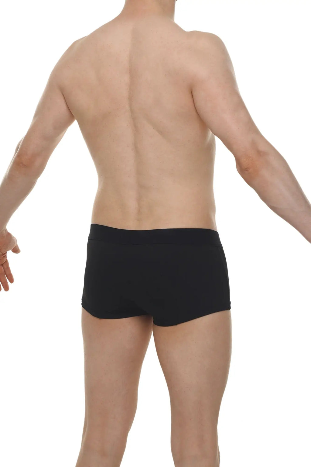 Black boxer brief dome skine with smooth form-fitting design for comfortable daily wear