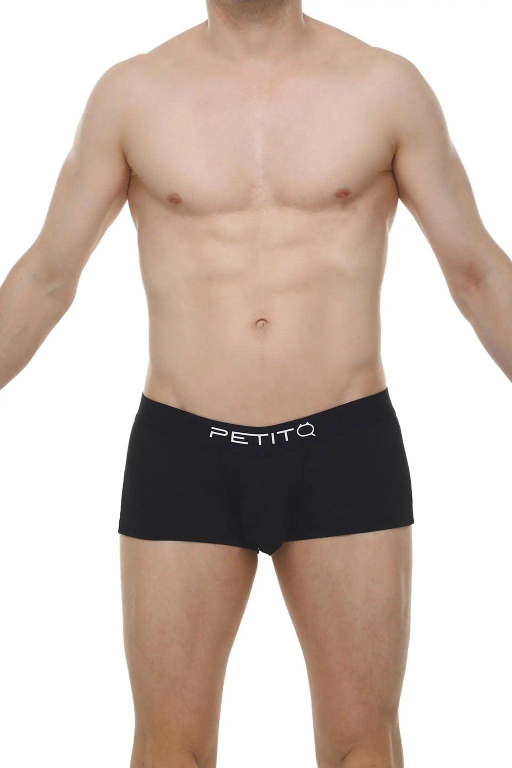 Black boxer brief dome skine with white logo waistband made from breathable fabric for comfortable wear