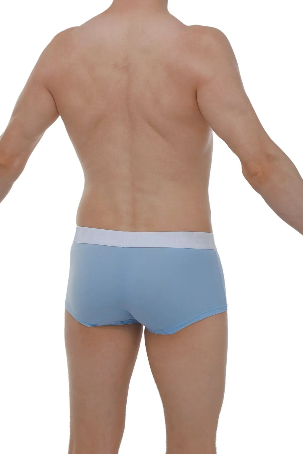 Light blue petitq boxer briefs with white waistband made from dome skine fabric for comfortable wear