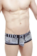 PetitQ boxer chill dédale petitQ black and white geometric patterned men’s briefs with bold zigzag design